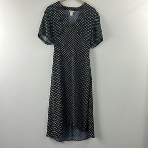 H&M Geo Floral Print Seam Waist Tapered Bodice Midi Dress Womens Size 6 Babydoll